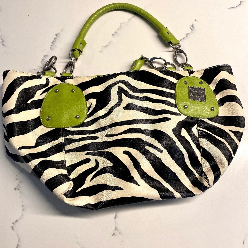 Dooney&Bourke zebra and bright green bag
